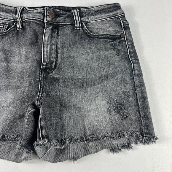 Judy Blue Jean Shorts Women 28* Mid Rise Black Cut Off Stretch Denim Jorts Tag M - Picture 3 of 15